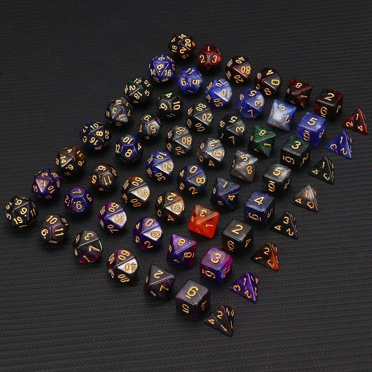 

Набор кубиков Nebula, удивительные многогранные игральные кости Galaxy с черным бархатным мешочком на шнурке для настольных игр RPGs, 7 шт./комплект