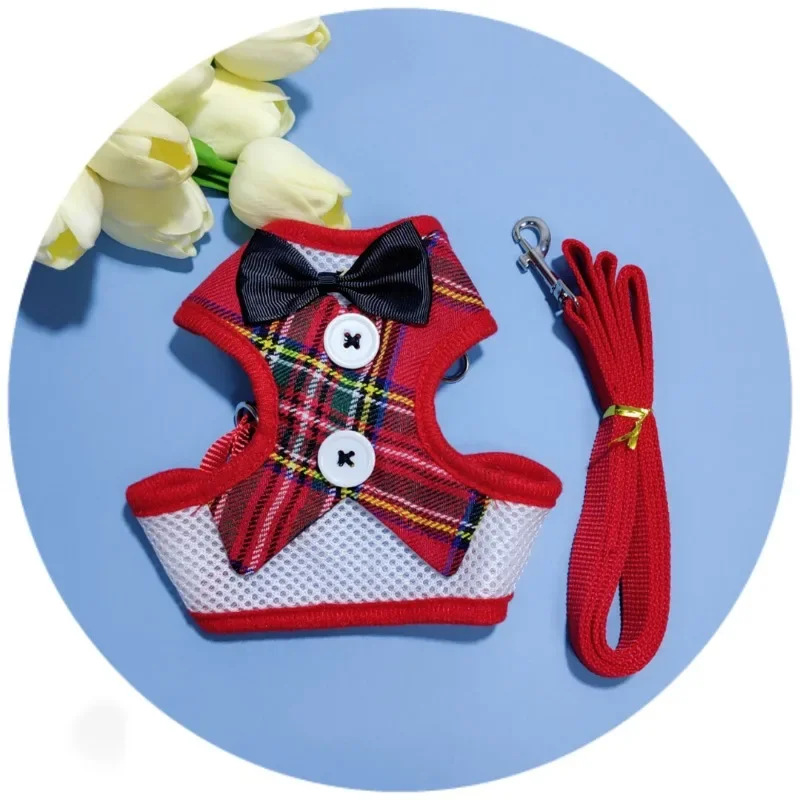 Dog Collar Pet Harness Leash Set Pet Harness Set Dog Traction Rope Bow Dog Collars Necktie Traction Rope Christmas Pet Harness for Small Medium Dogs Cat Chest Strap Dog Accessories Gifts