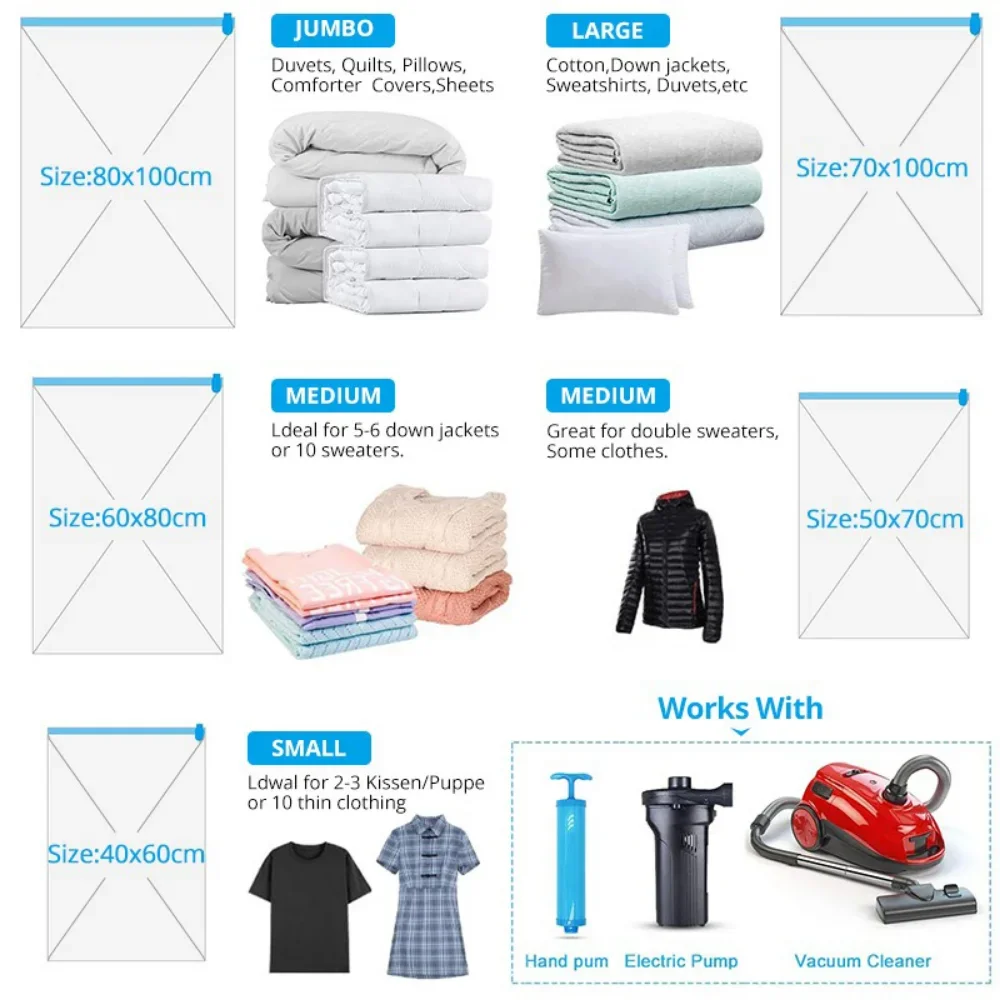 4 Stück verdickter Vakuum-Kompressionsbeutel, transparenter Quilt-Vakuumbeutel, Aufbewahrungsbeutel, Aufbewahrungs- und Sortierbeutel für Haushaltskleidung – Detail 1
