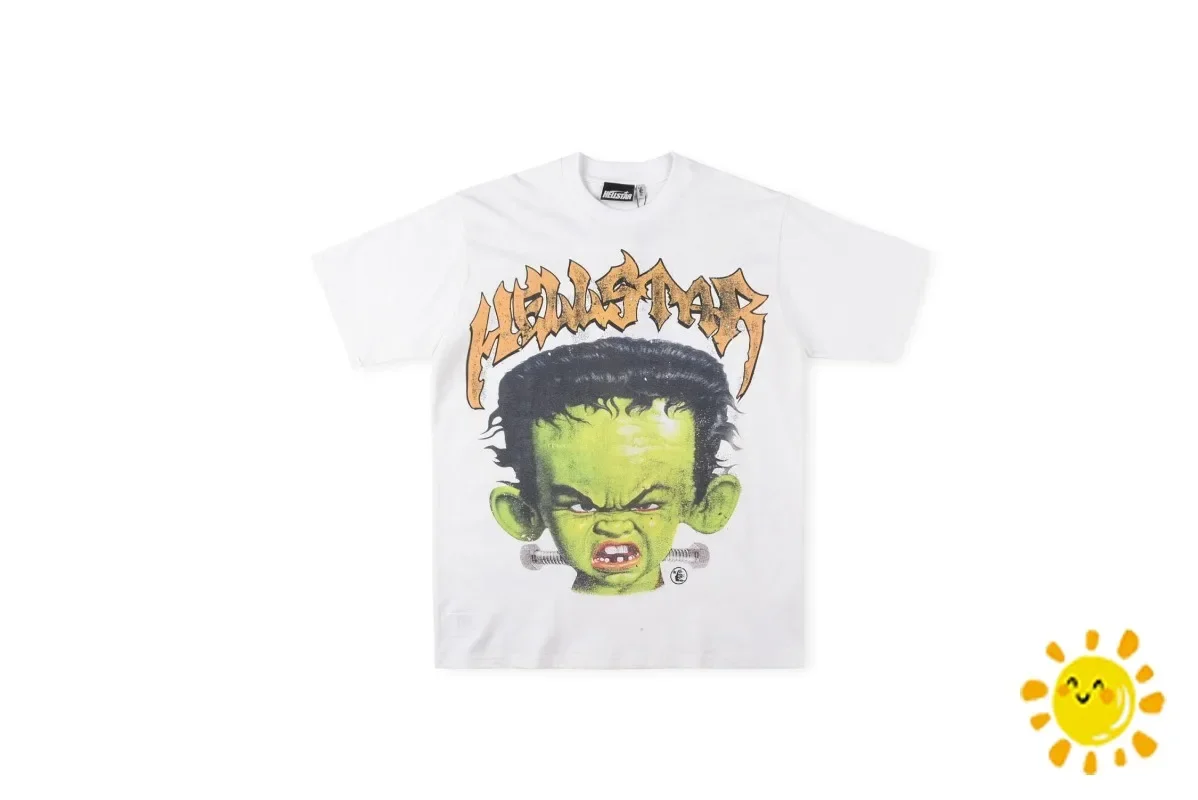

New White Hellstar Studios Cartoon Character Print T-Shirt Men Women 1:1 Casual Top Tees T Shirt Hip Hop