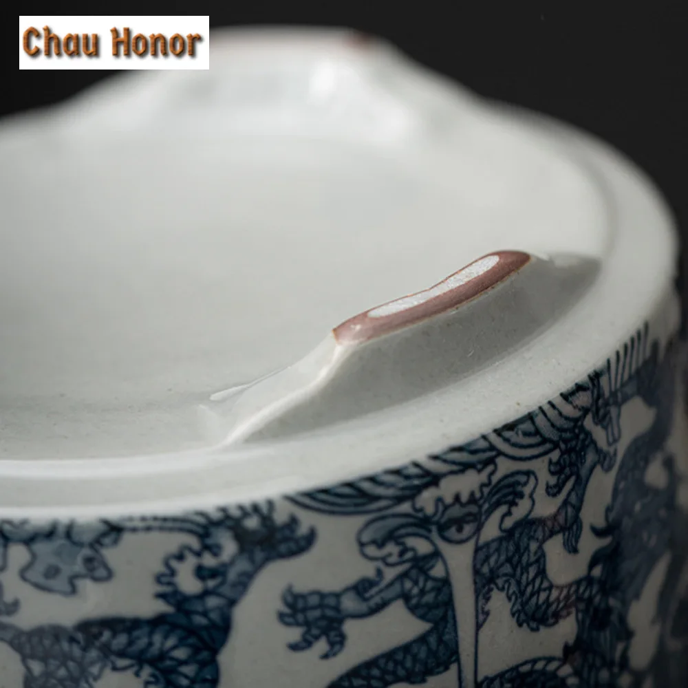 Antique Pottery Clay Path Incense Burner Blue and White Plate Aromatherapy Furnace Zen Dargon Censer Holder Handicraft Ornaments