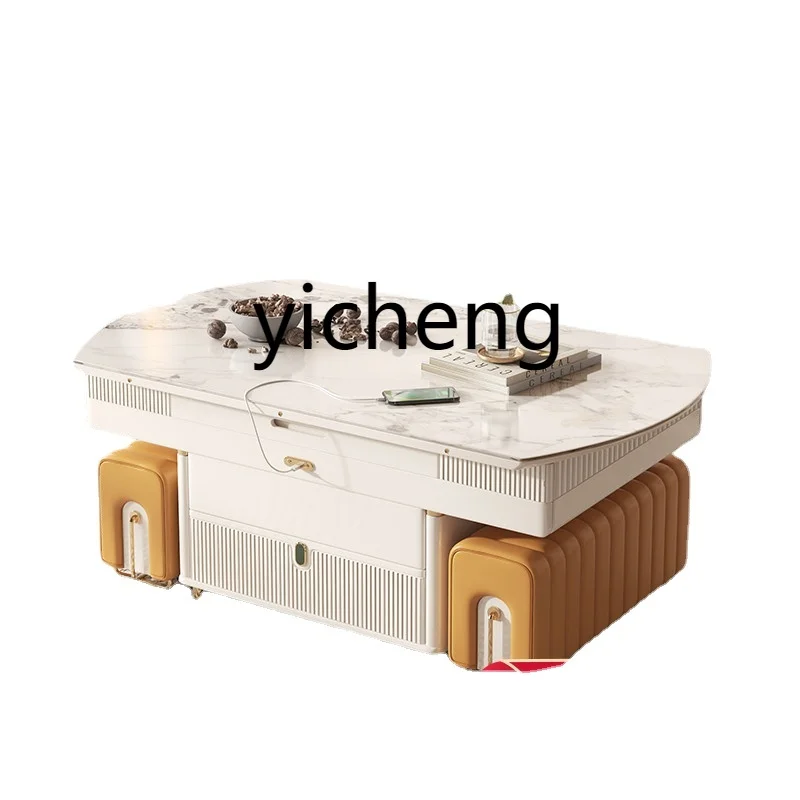 

YY Multi-Functional Coffee Table Living Room Home Light Luxury Stone Plate Multi-Functional Lifting Coffee Table