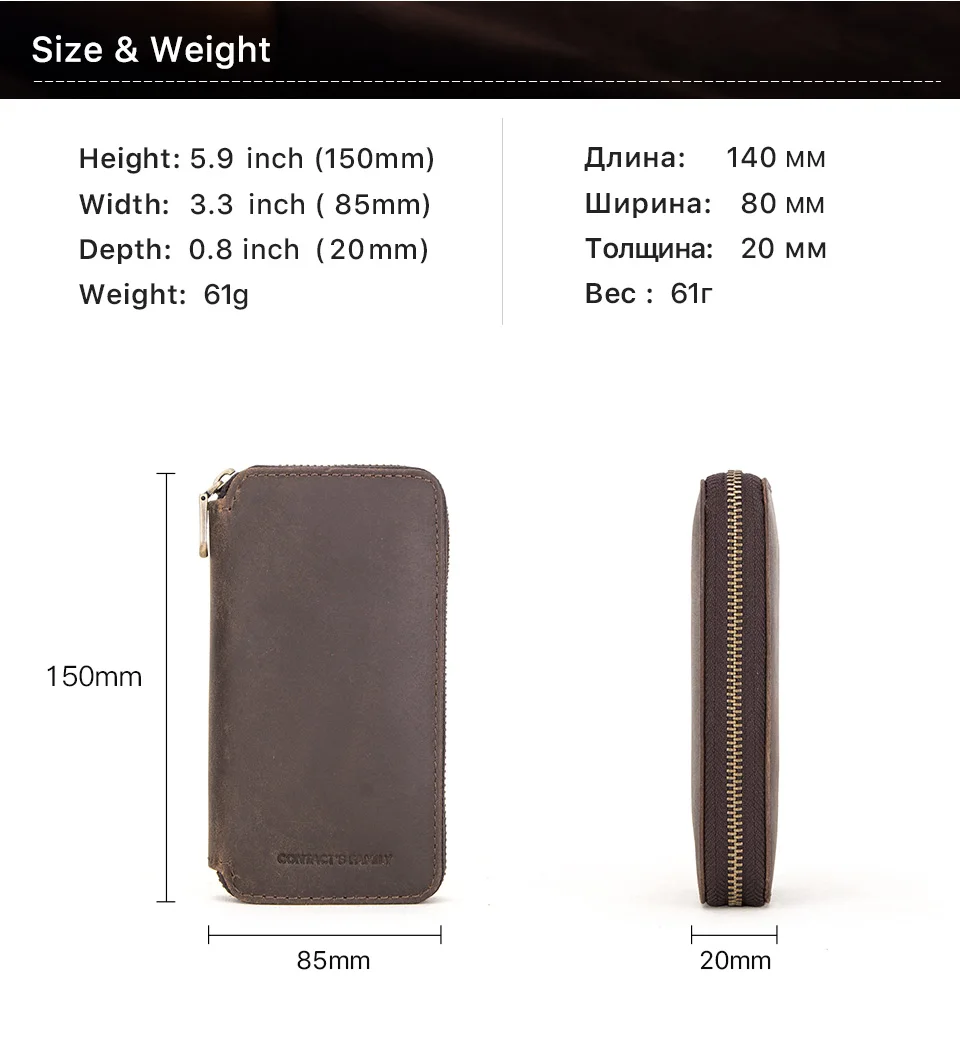 CONTACT'S FAMILY Premium-Vintage-Uhrentasche, Aufbewahrungstasche, 2 Fächer, tragbare Reiseuhr, echtes Leder, Tasche als Geschenk – Detail 3