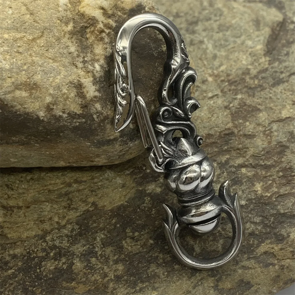 1 Stück Schlüsselhaken aus 316 Edelstahl, Punk-Karabiner Schlüsselanhänger, Herren DIY Karabinerverschluss, Federschnalle – Detail 6