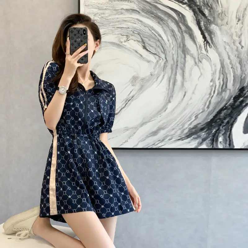 Summer Sexy Sweet Kawaii Playsuits Women Short Sleeve Vintage Print Aesthetic Fashion Lady Rompers Chic Casual Female Clothes