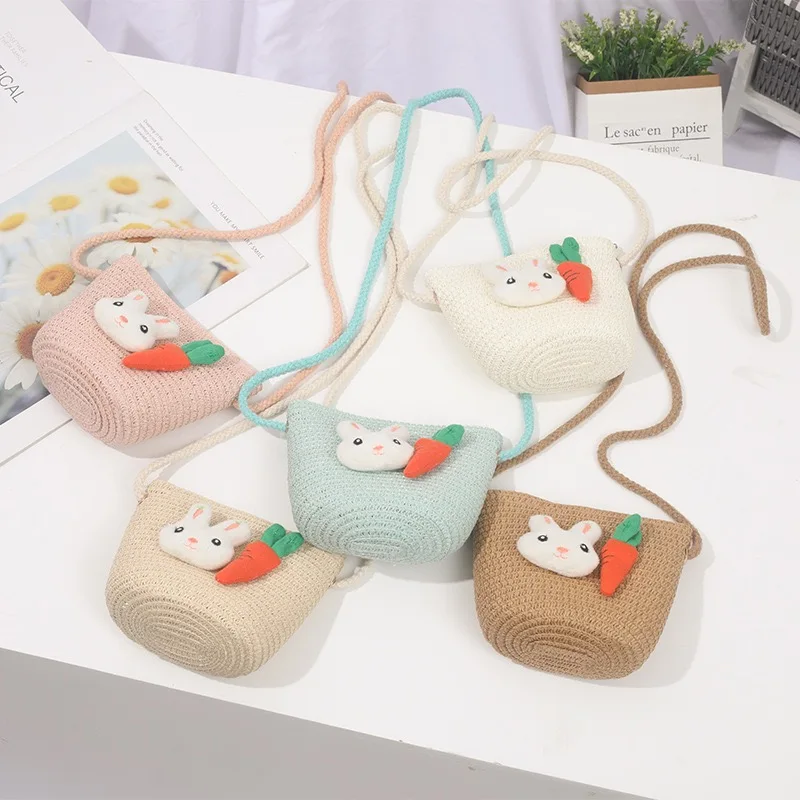 

Zippered Hand-knitted Backpack For Children Cartoon Bunny Cross-body Mini Coin Purse For Baby Good Clothing Items For Girls
