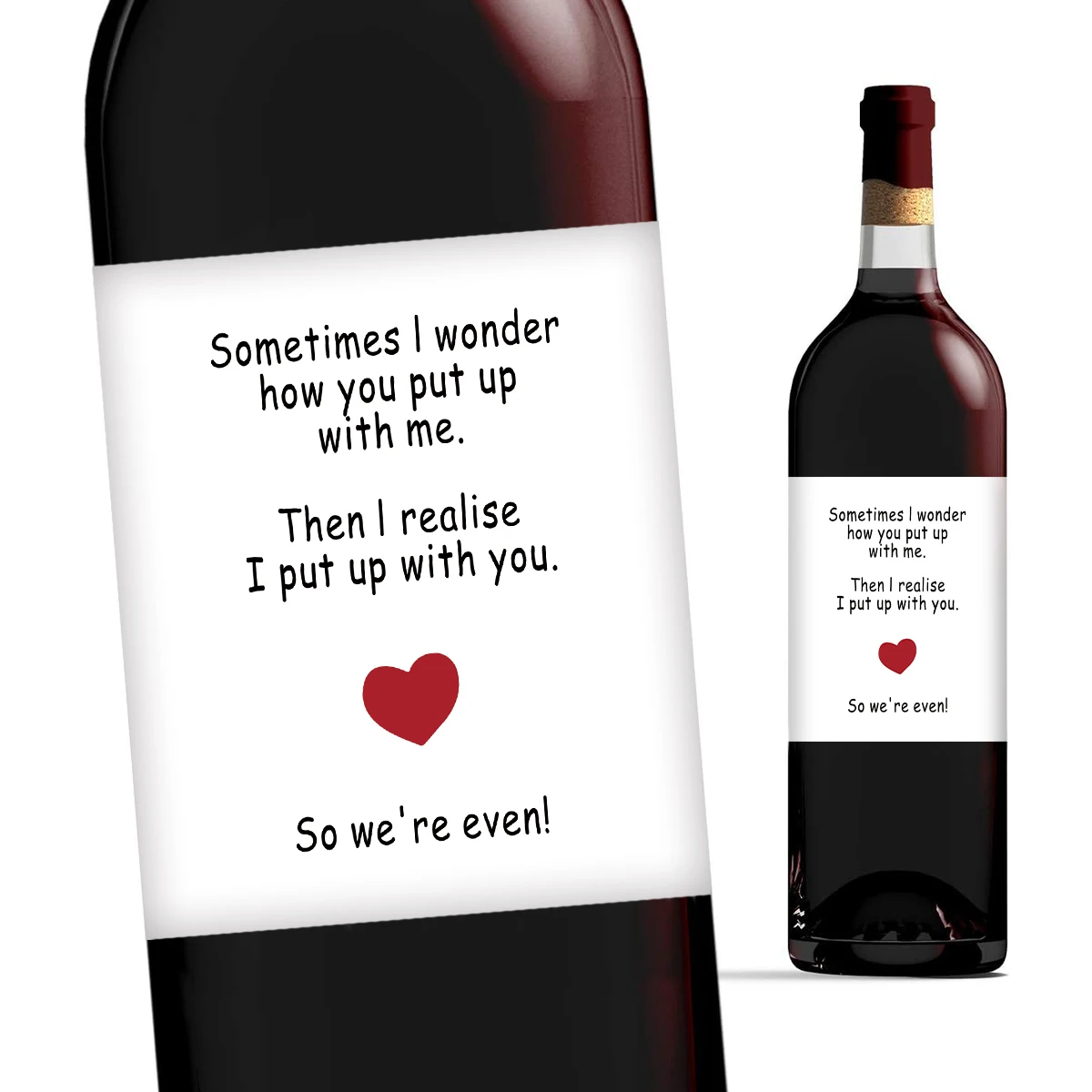 4-Pack Humorous Wine Bottle Stickers – “We Put Up With Each Other” Novelty Self-Adhesiv... - SKU HWBS1750 - UGI Pack...