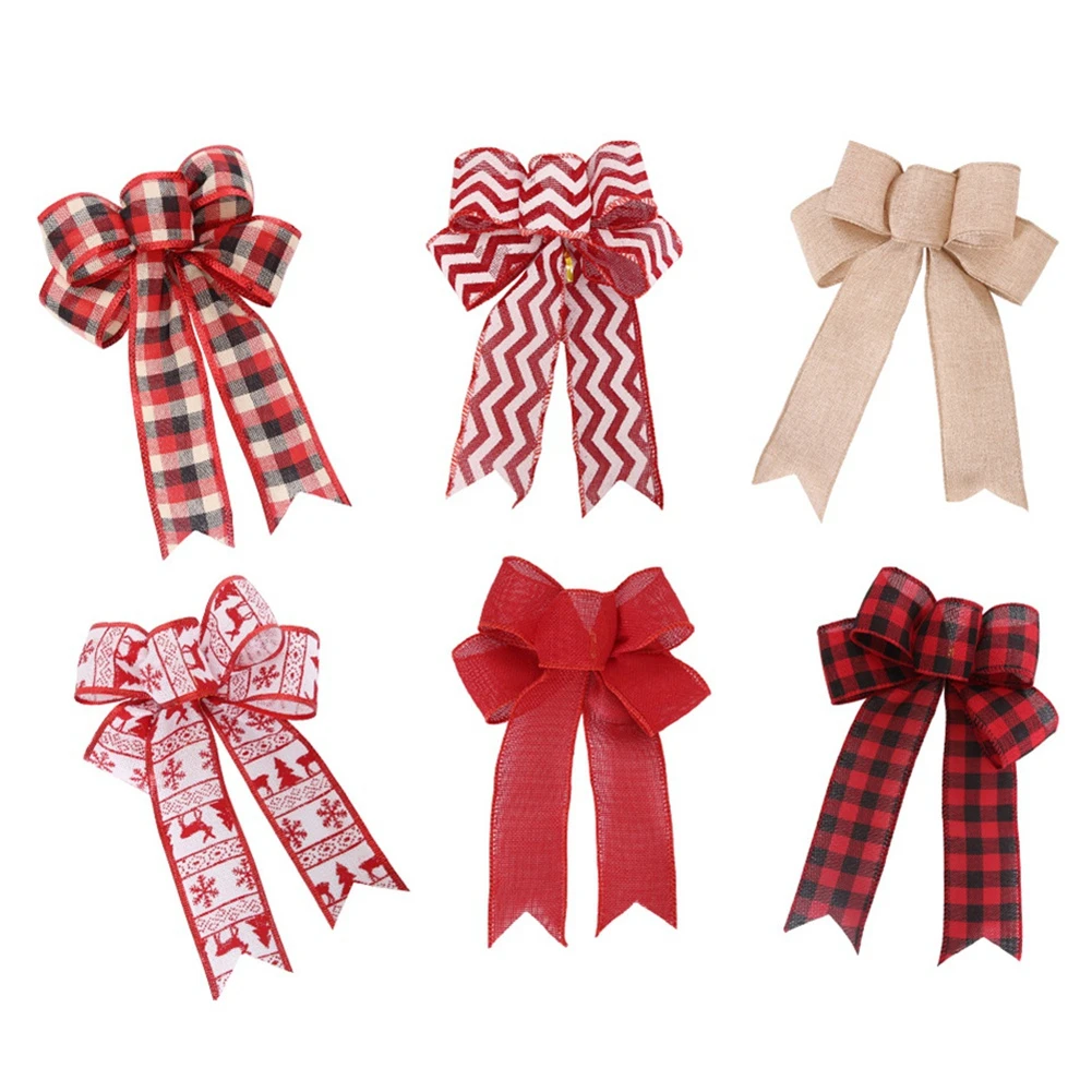 Description Picture 5 of item1PC Christmas Tree Topper Bows Holiday Christmas Wreaths Bows Xmas Tree Decor Bowties DIY Gift Wrapping for Home Party Decor