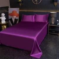 Bonenjoy 1 pc Bed Sheet for Summer Ice Cool Fabric Top Sheets Satin Smooth Flat Bed Sheet for Double Bedding (no pillowcase) 1