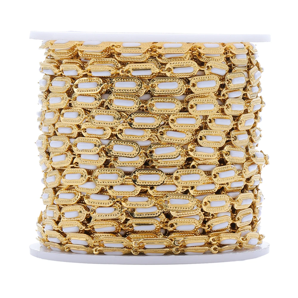 1 Meter 18K Gold Überzogene Edelstahl Oval Tag Bar Emaille Link Ketten Handgemachte Kette für DIY Halskette, Der schmuck Liefert