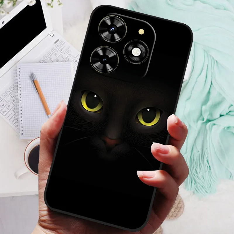 Black Silicone Bumper Case with Wolf and Lions Design - Soft TPU Cover