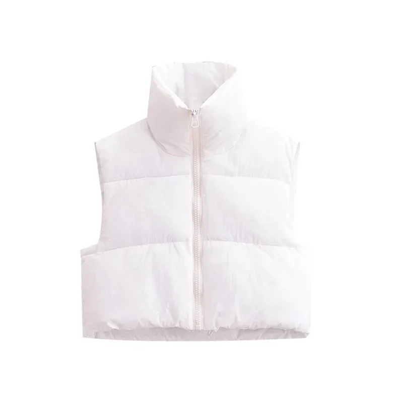 

Stand Collar Women Vests Coat Female Quilted Warm Solid Front Zipper Sleeveless Vest Outerwear Ladies Waistcoat Top