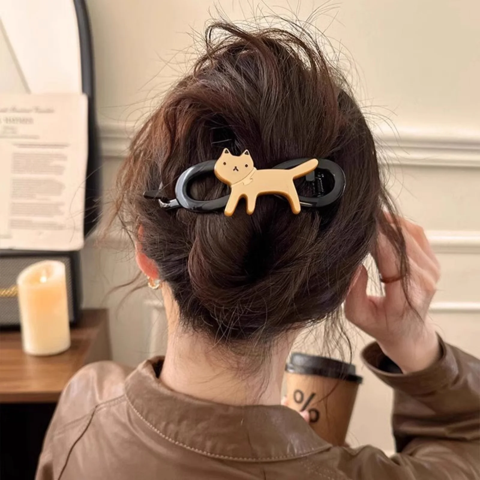 1PC Cute Cat - Shaped Hair Claws, Trendy Animal - Design Hair Accessories for Women, Perfect for Stylish Hairstyles