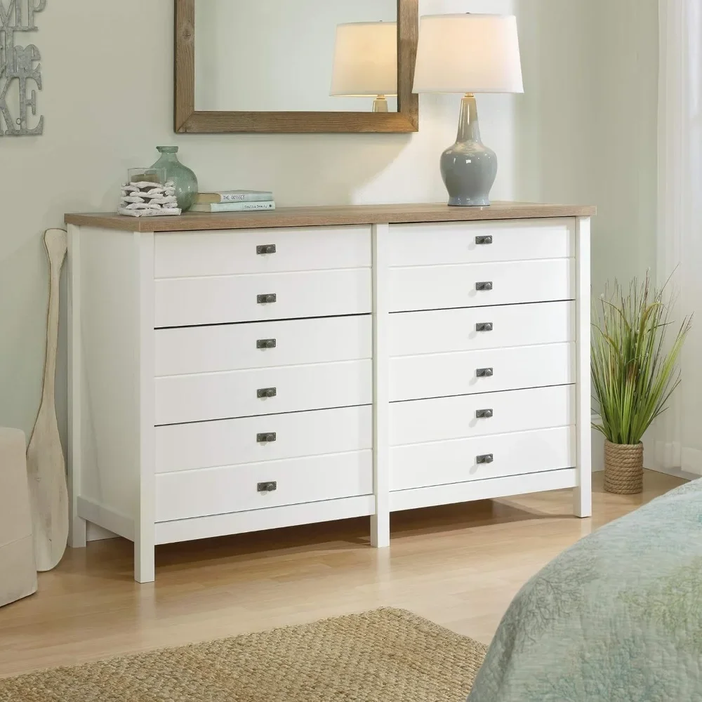 

Cottage Road Dresser Crack Shelves L: 56.77" X W: 19.29" X H: 35.35" Armoire Soft White Finish Freight Free Storage Furniture
