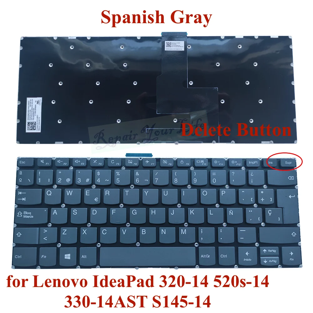 Teclado para Lenovo Ideapad Eua Hebraico Espanhol Latim la 32014ikb 320-14ast 14isk 520s-14ikb S145-14 14igm 14iil Sn20m61485 Novo - Imagem 6
