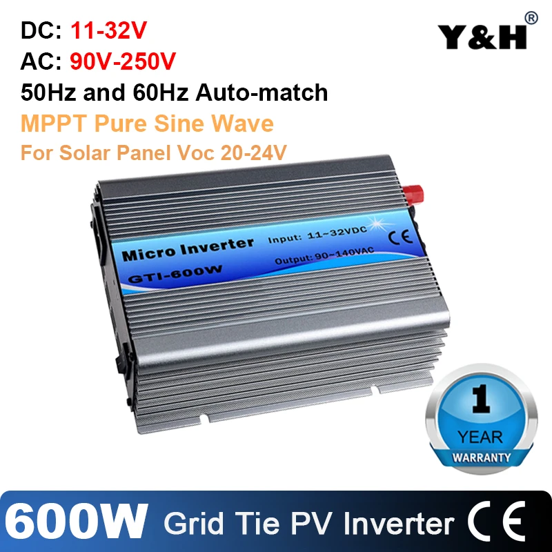 600W グリッドタイインバータ GTI MPPT 太陽光 マイクロインバータ