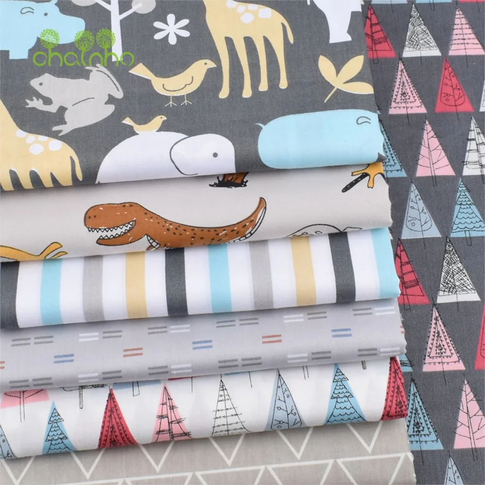 Chainho,Printed Twill Weave Cotton Fabric,DIY Sewing Quilting Material,Patchwork Cloth,Cartoon Series,7 Designs,2 Sizes,15C226