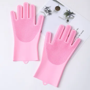 Pet Grooming Cleaning Gloves Dog Cat Bathing Shampoo Glove Scrubber Magic Dishwashing Cleanner Sponge Silicon Hair Removal Glove