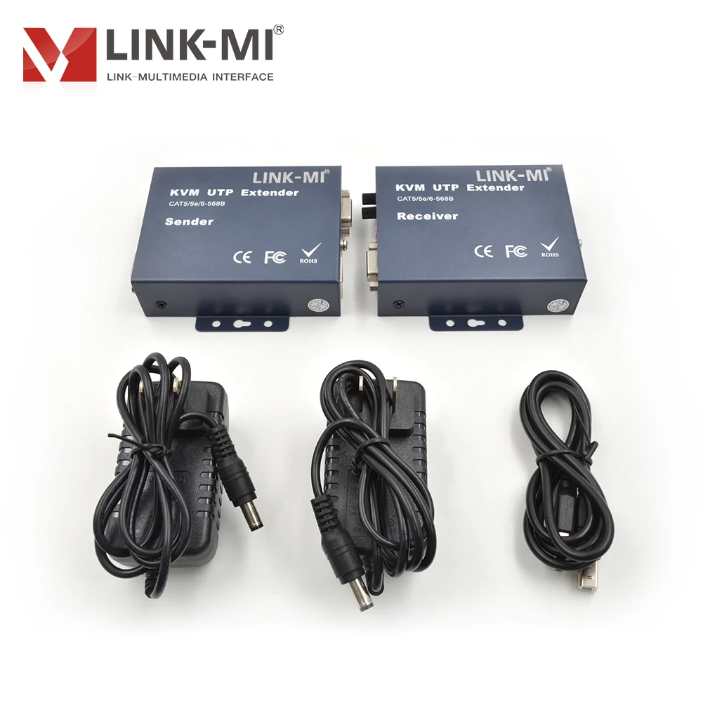 LINK-MI 300m VGA KVM Extender with USB 100m 200m Over Single UTP RJ45 Cat5e/6 Cable Support remote keyboard mouse KVM Extender