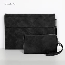 Premium PU Leather Tablet Case - Elegant and Durable Soft Cover - Surface Pro X (Black with S Bag)