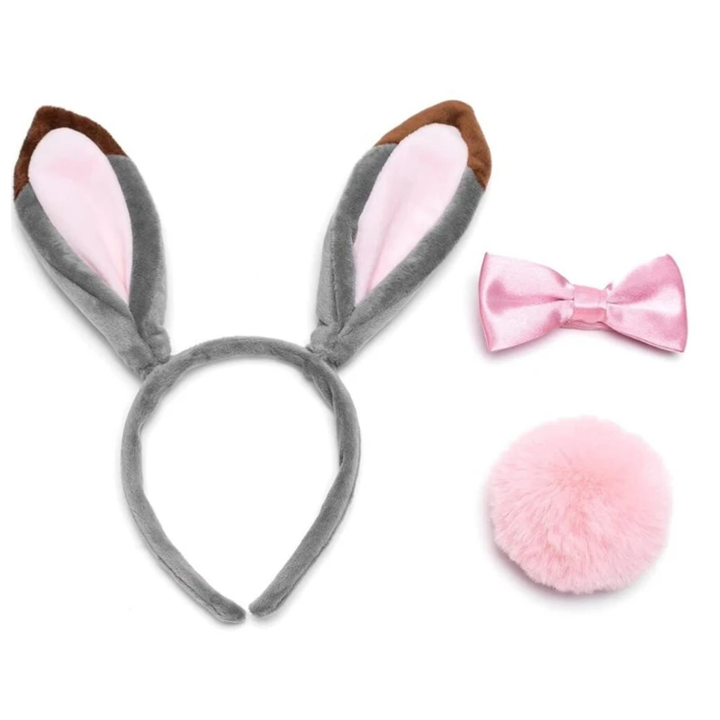 Bunny Ears Headband Plush Dog Ears Headwear Costume Cosplay Hair Accessory