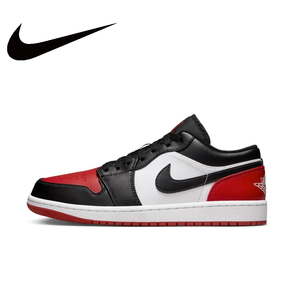 thumbnail image 1 of NIKE Air Jordan 1” Zapatillas de baloncesto retro de caña baja, antideslizantes, resistentes al desgaste, de cuero sintético, color gris humo claro, para hombre, 1 of 5