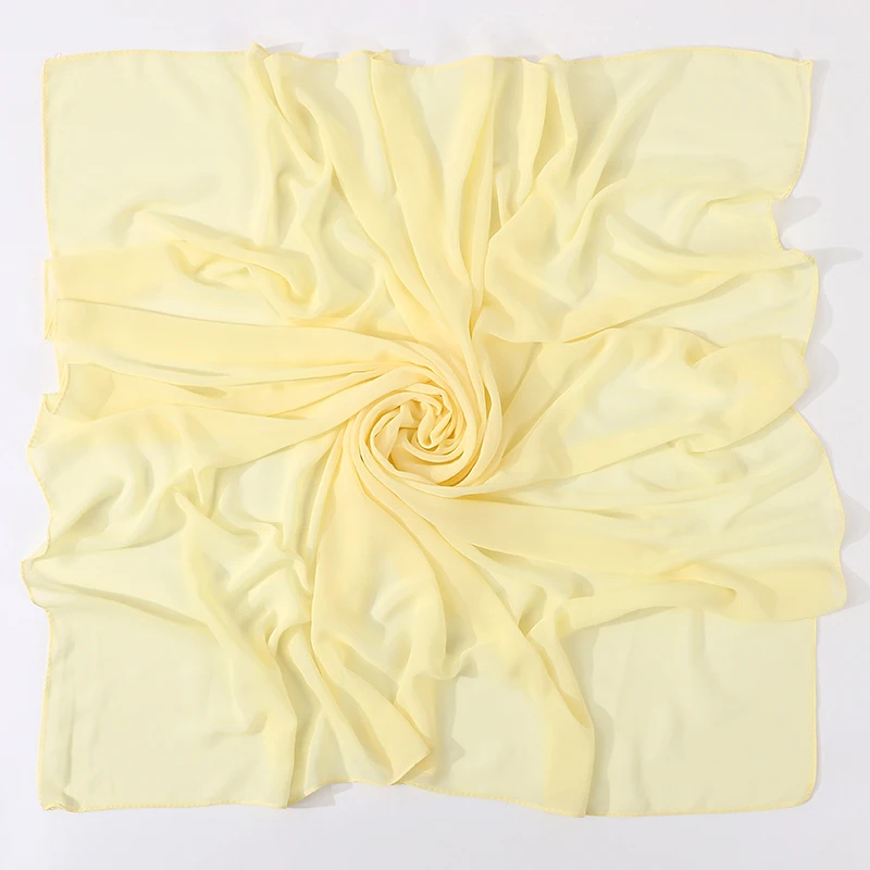 110X110CM Headwrap Schwere Chiffon Quadrat Schal Muslimischen Hijabs Frauen Underscarf Mode Casual Look Einfarbig Tudung Bawl – Detail 20