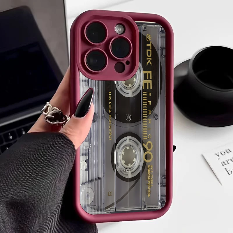 Vintage Cassette Tape Pattern Soft Phone Case Cover