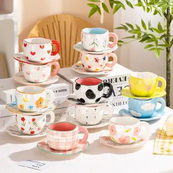 300MTazze in ceramica Pizzicate a mano Modello carino Tazza di caffè irregolare Colazione Latte Tazze di farina d'avena Tazze di tè pomeridiano Regali creativi 1