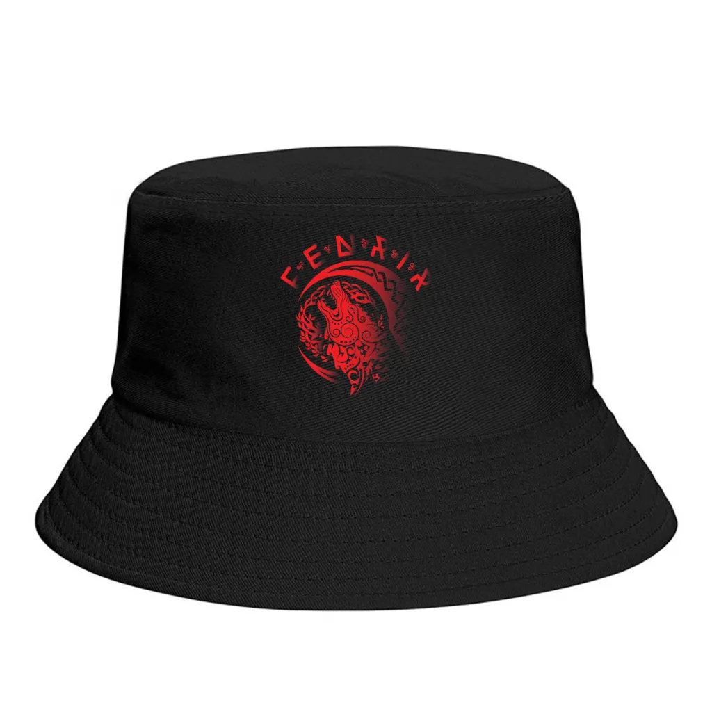 

Fenriswolf Fenrir Red Vikings Men Women Bucket Hat Beach Foldable Thick Panama Cap Visor Sun Hats Fisherman Caps
