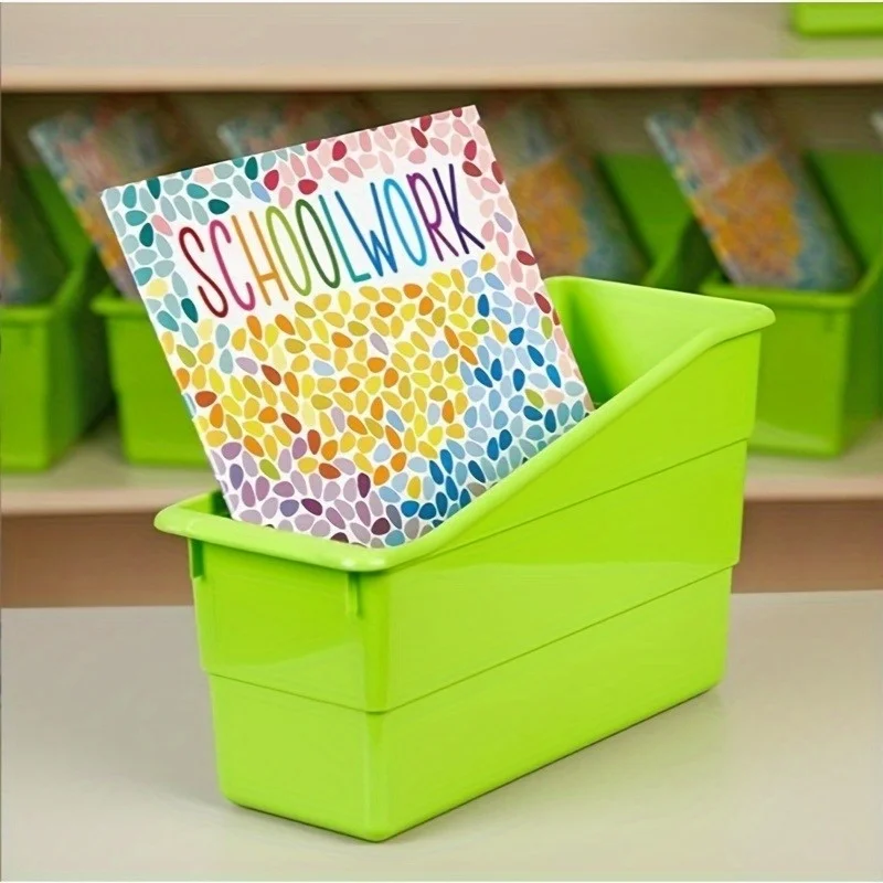 3PCS Random Color The Vertical Open Design of Plastic Book Storage Boxes Saves Space and Is Suitable for Offices, and Homes