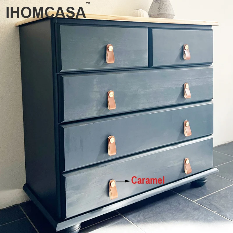 Furniture Handles IHOMCASA12 Colors Nordic Furniture Drawer Knob Brass Wardrobe Cupboard Cabinet Handle Door Pulls Eco-Friendly Artificial Leather