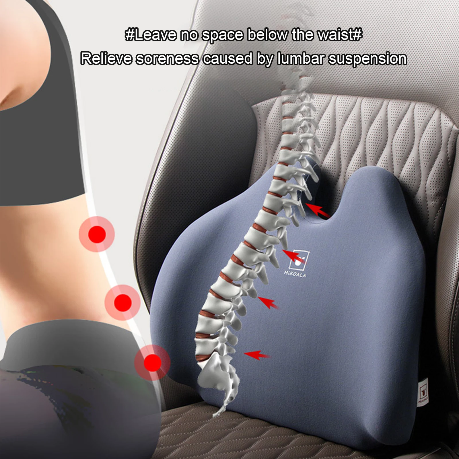 Lumbar Support Pillow for Car Office Chair Rebound Memory Foam Back Cushion Relax Support Relieve Fatigue During Driving  Office