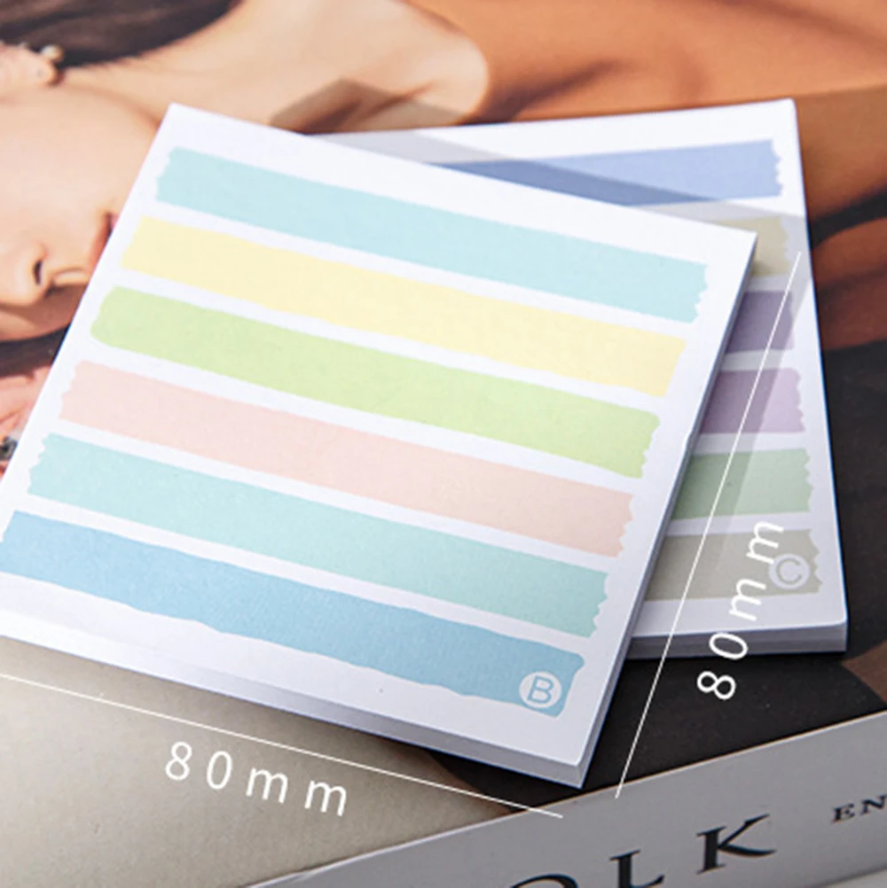 Color Morandi Stripe Sticky Note Memo Diary To Do List Message Hand Account Sticker Stationery