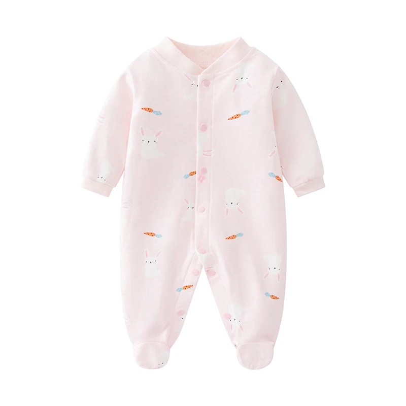 Baby's Long-Sleeved Jumpsuit Pure Cotton Newborn Pajamas Baby Girl Clothes Foot Covering Suit Spring and Summer