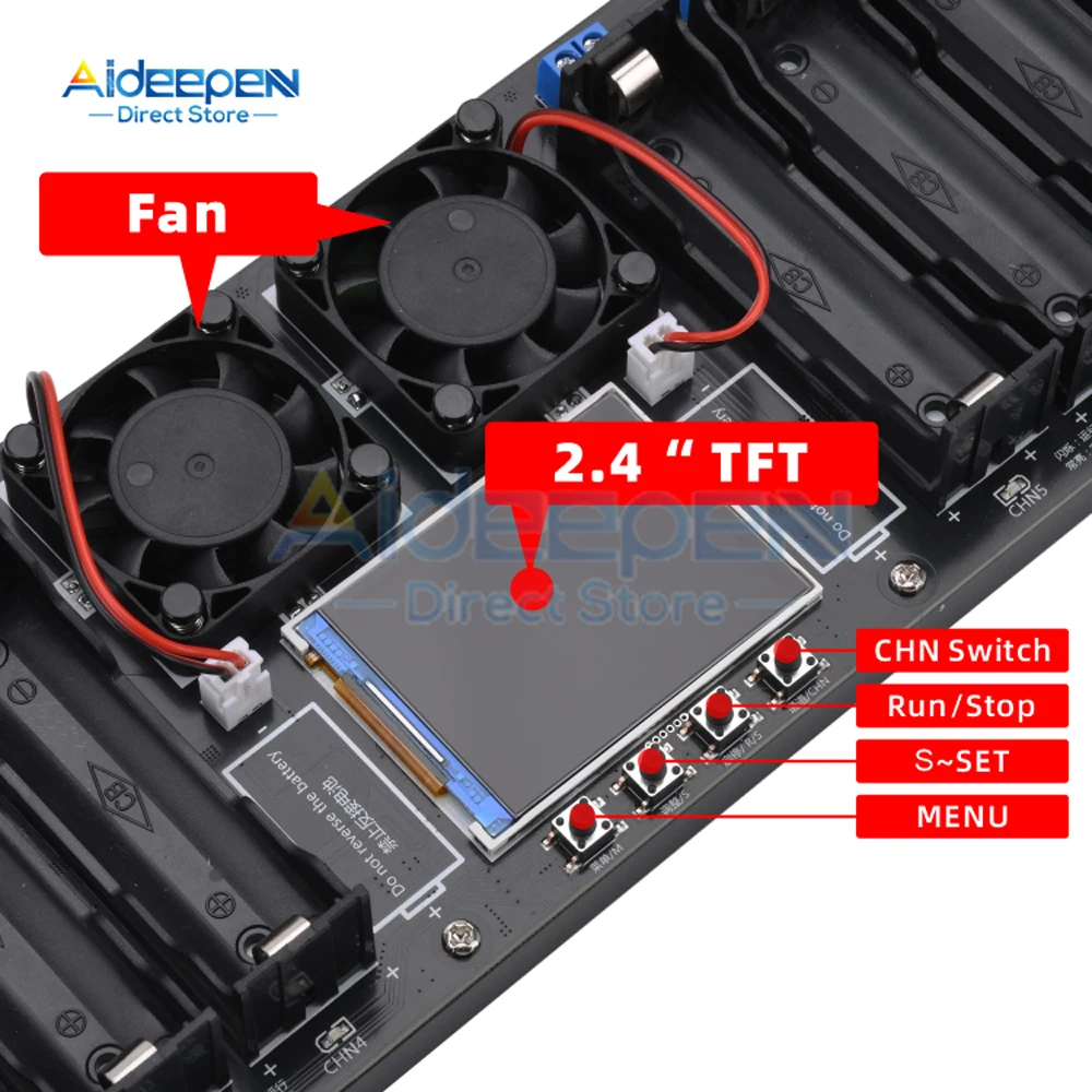 8 CH 18650 Lithium Battery Capacity Tester MAh Capacity Division Internal Resistance Measuring Module 18650 Battery Tester 5