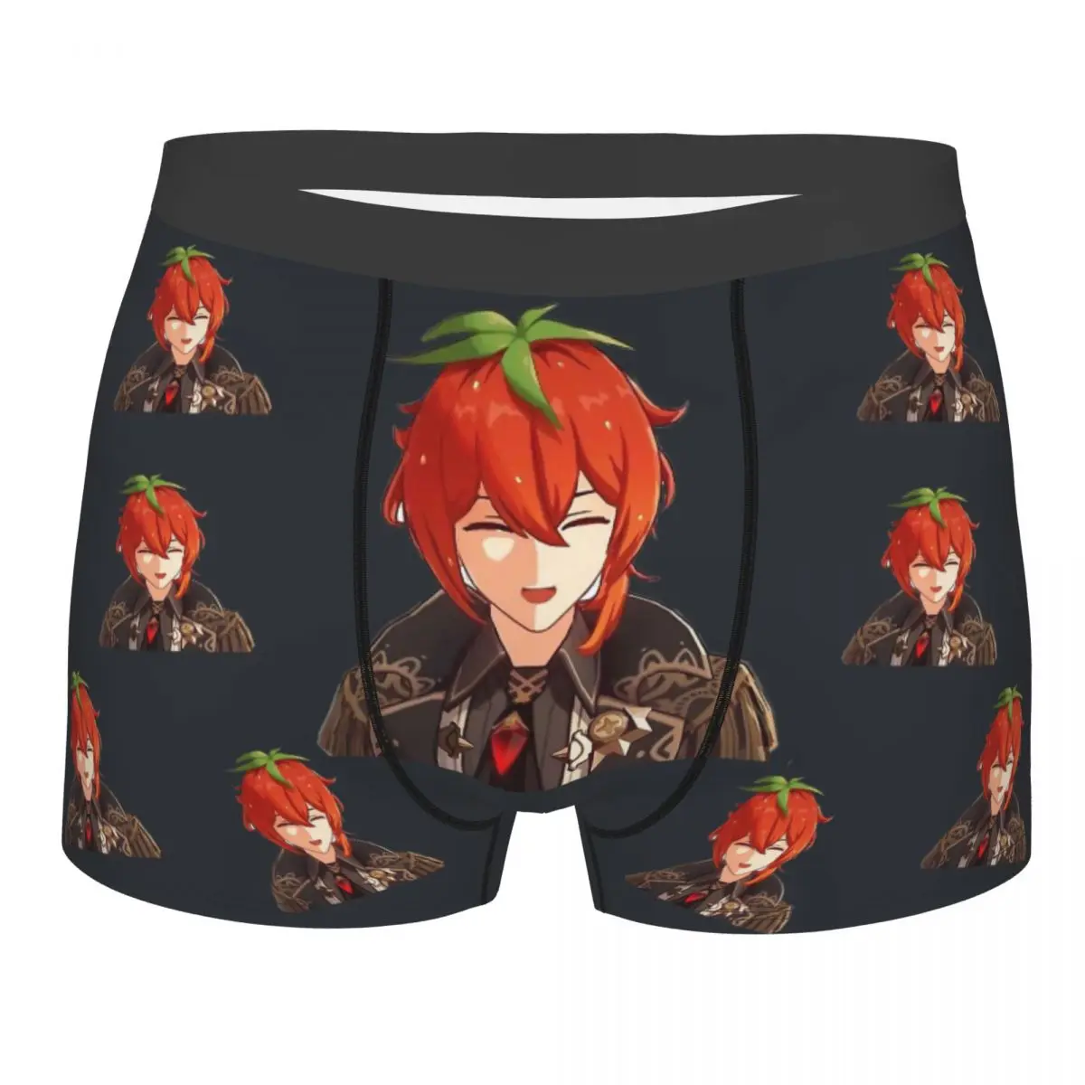 Genshin Impact Strawberry Diluc Men Boxer Briefs Underpants Genshin Highly Breathable High Quality Birthday Gifts