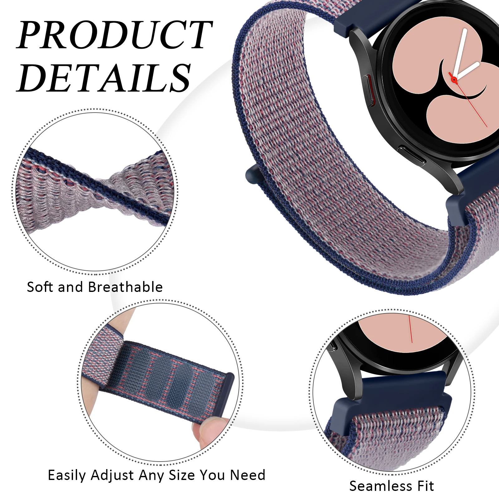 Versatile Nylon Strap for Smartwatches – 18/20/22mm Width, Multiple Colors Available