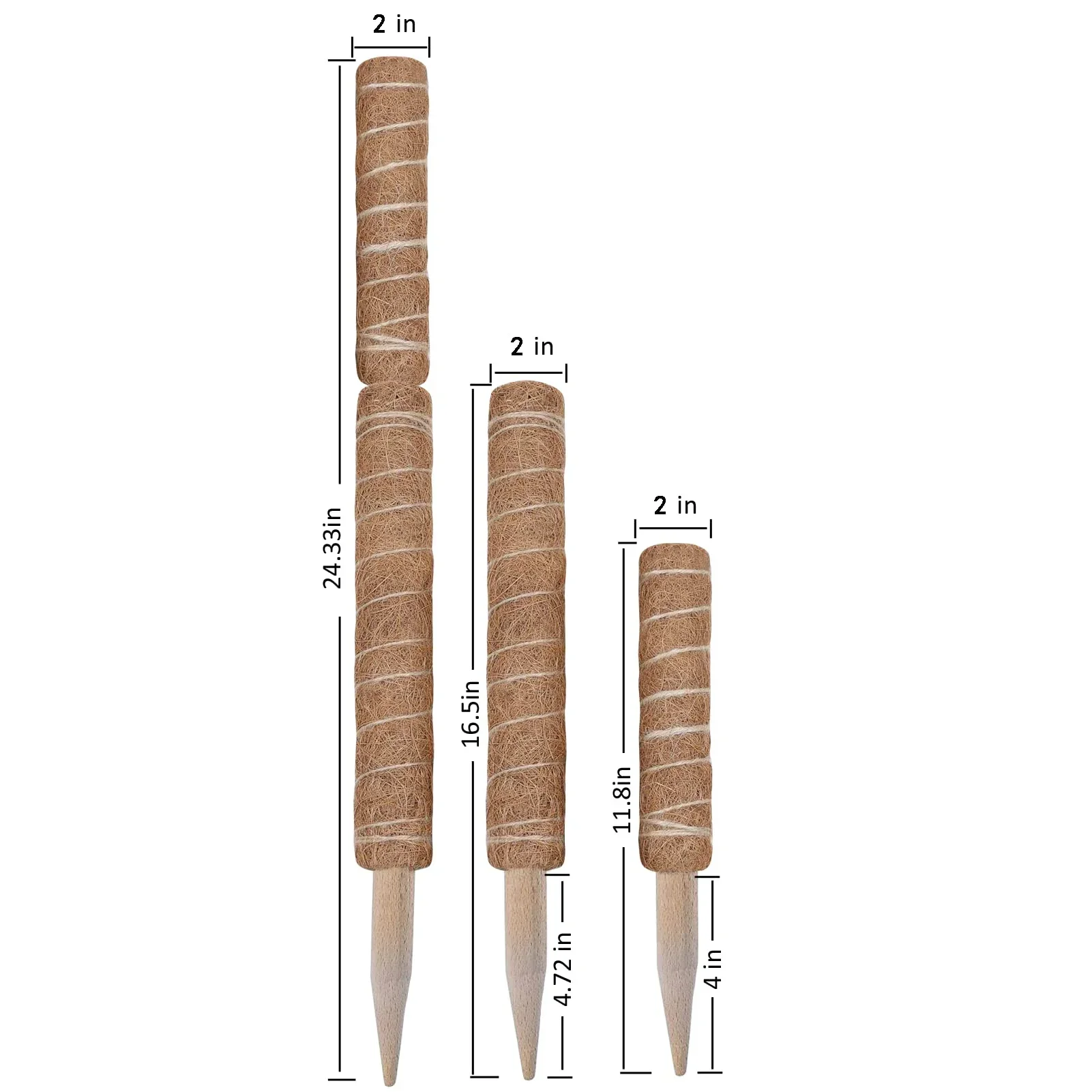 1PC 30/40/50cm Moss Pole for Indoor Climbing Plants Creepers to Grow Upwards Plant Support with Garden Ties