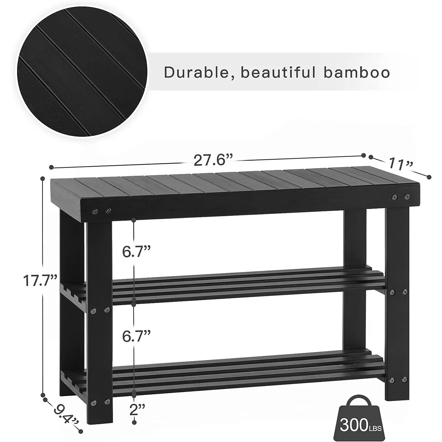 Bamboo shoe rack entryway 3-tier shoe rack bench front door entrance small organizer storage