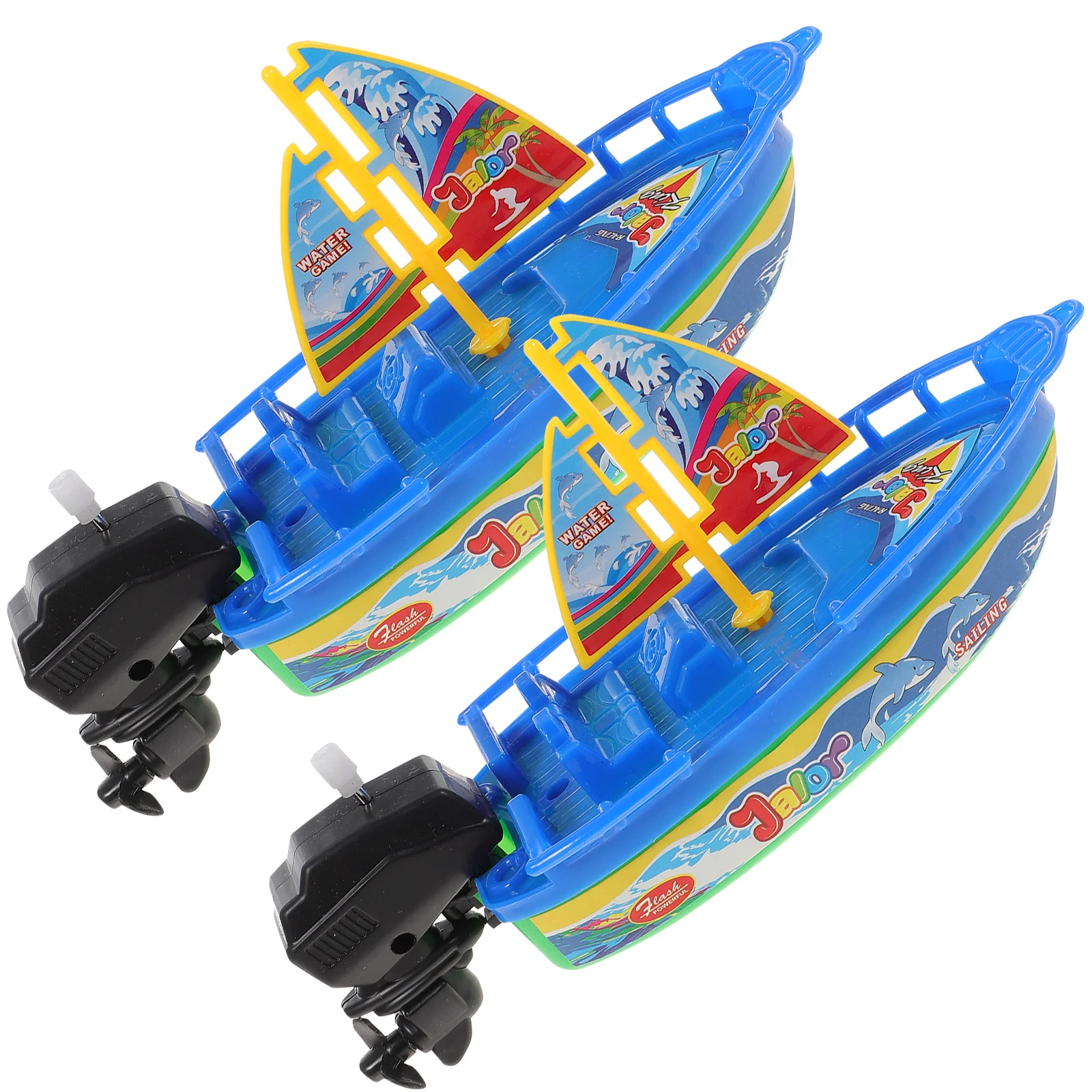 

2 Pcs Kids Bath Toy Little Boat Shape Wind-up Baby Shower Toys Sailboat Childrens