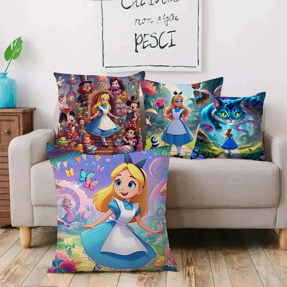 Pillow Covers Cartoon Alice in Wonderland Sofa Decorative Double-sided Printing
