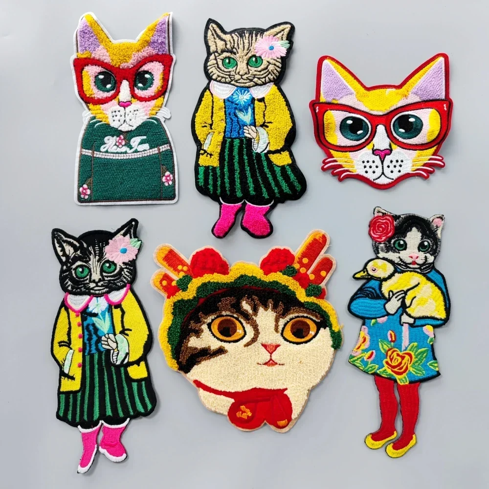 

Embroidery Cat Patch Animal Cartoon Towel Patches,chenille Bears Badges,cats Appliques for Clothing WF22814