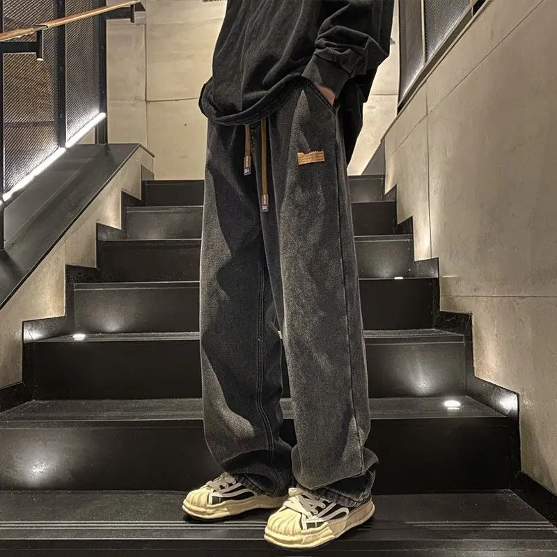 

2024 Trend Retro Mens Cowboy Pants Trousers Jeans for Men Baggy Straight Stacked Goth Stylish 90s Streetwear Stretch Xs Hip Hop