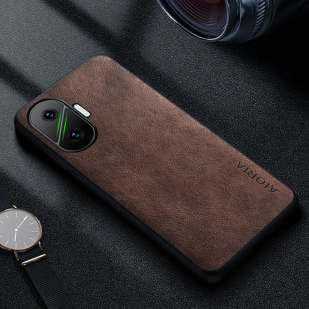 Premium Luxury Leather Phone Case - Retro Business Style Solid Color Cover