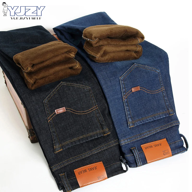 

Winter Fleece Warm Jeans Men 2022 Brand Fashion Stretch Slim Pants Retro Classic Denim Trousers Autumn Business Casual Men Jeans