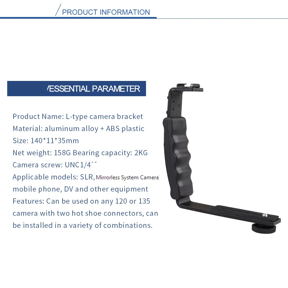 Description Picture 2 of itemCamera Stand L-shaped Angle 2Shoe Flash Bracket DV Bracket Tray Dual Cold Shoe Flash Bracket for OSMO Mobile 3/4 Handheld Gimbal