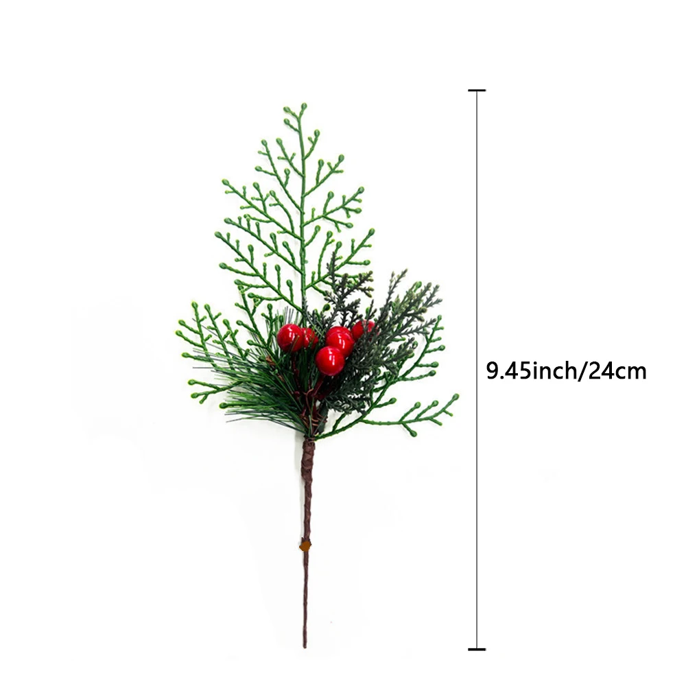 thumbnail image 1 of Planta artificial navideña, simulación de rama de piña, copo de nieve, rama de árbol de bayas, decoración navideña, corona, artesanía floral DIY, 1 of 5