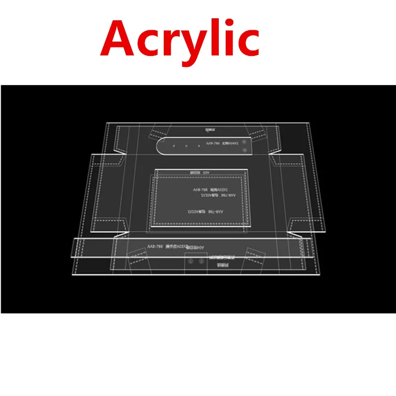 DIY Handmade Leather Hand Carrying Bags Acrylic Version Drawing Grid Pattern Design Leather Art Template