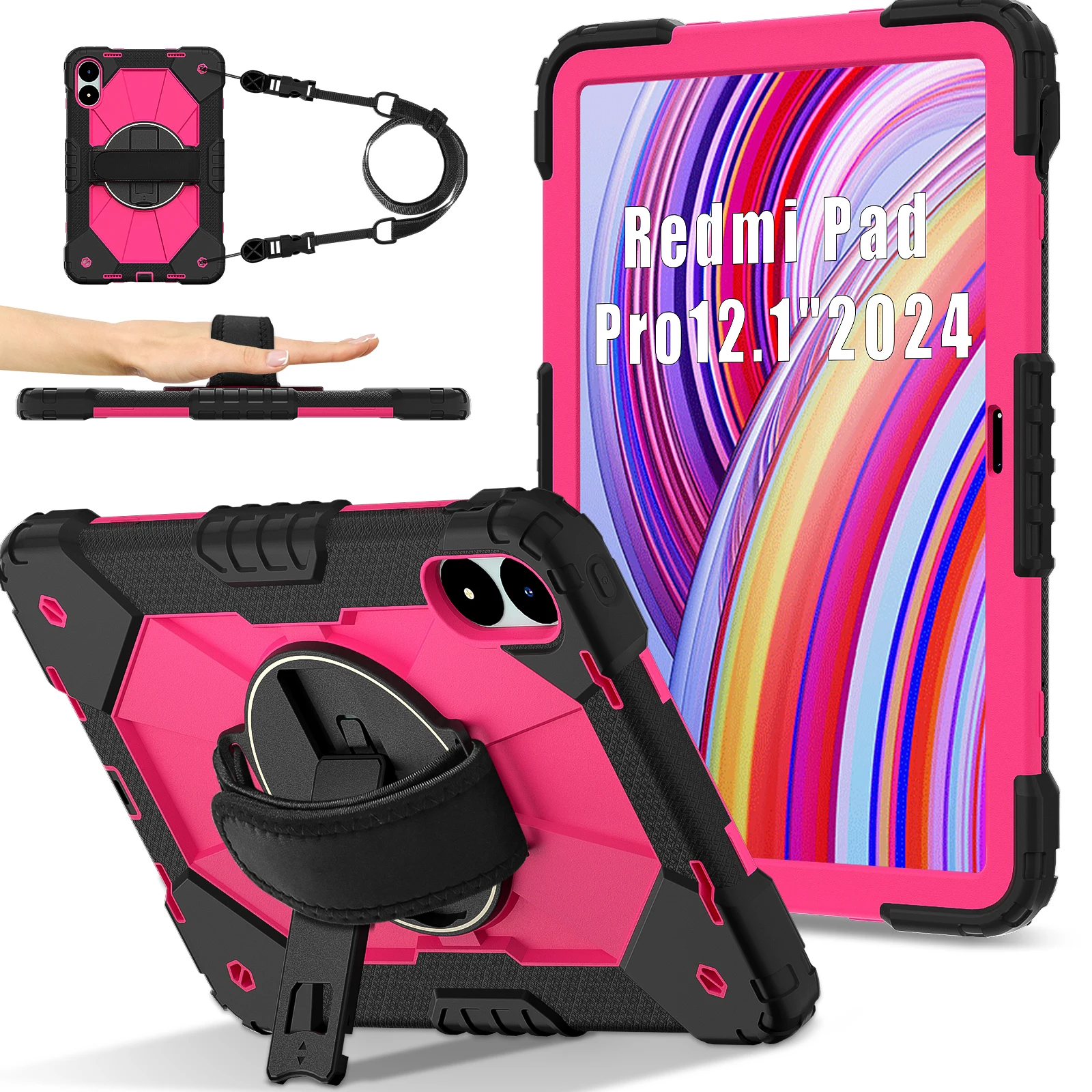 Universal Rotating Stand Case with Hybrid Cover